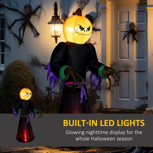 HOMCOM 7 Halloween Inflatable Outdoor Decoration Reaper Ghost Pumpkin, Blow Up LED Yard Decor For Garden, Lawn, Party, Holiday, Waterproo
