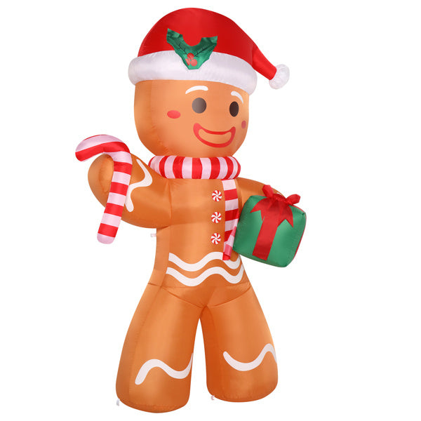 8ft Gingerbread Man Take Gift 5 LED Lights Patio Gingerbread Man Decoration 15W