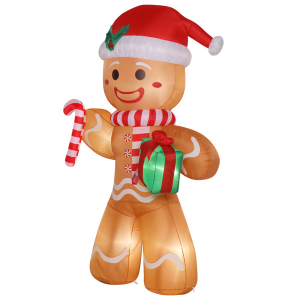 8ft Gingerbread Man Take Gift 5 LED Lights Patio Gingerbread Man Decoration 15W