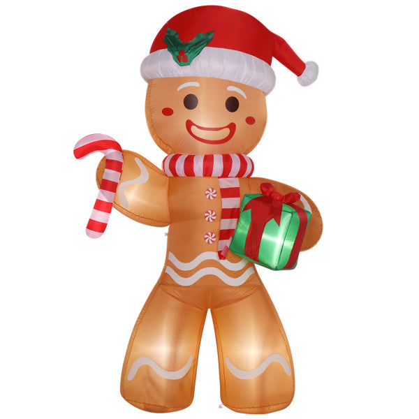 8ft Gingerbread Man Take Gift 5 LED Lights Patio Gingerbread Man Decoration 15W