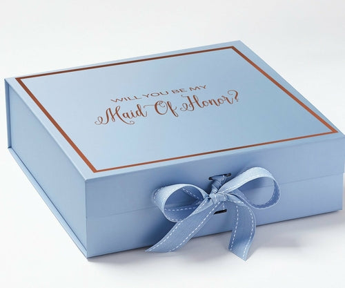 Will You Be My maid of honor? Proposal Box Light Blue - Border