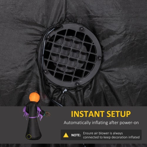 HOMCOM 7 Halloween Inflatable Outdoor Decoration Reaper Ghost Pumpkin, Blow Up LED Yard Decor For Garden, Lawn, Party, Holiday, Waterproo