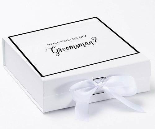Will You Be My groomsman? Proposal Box White - Border