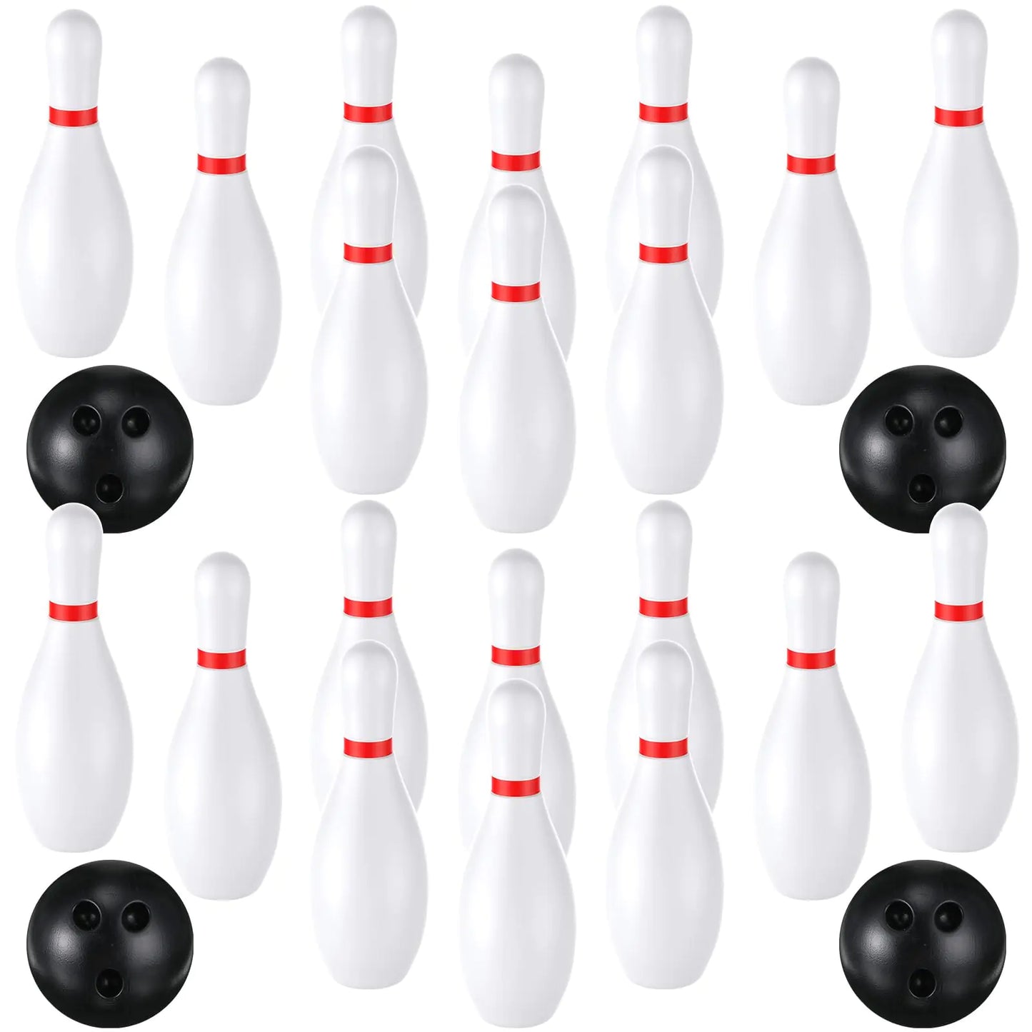 RoundFunny 2 Pack 7.1 Inch Bowling Set Portable Lawn Bowling Game Include 20 Bowling Pins Indoor Outdoor Bowling and 4 Plastic Bowling Ball for Boys Girls Educational Birthday Gift Party School Toy