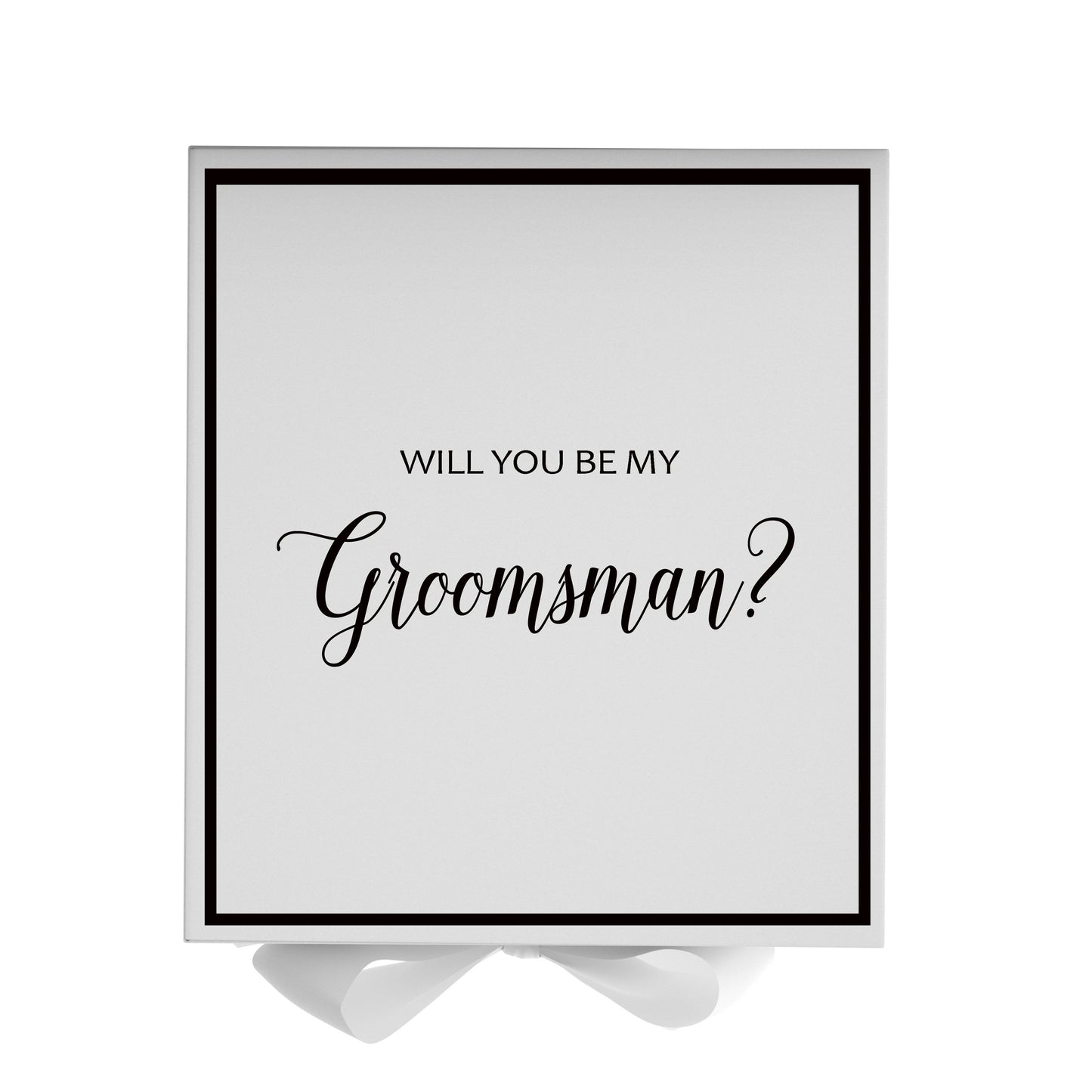 Will You Be My groomsman? Proposal Box White - Border