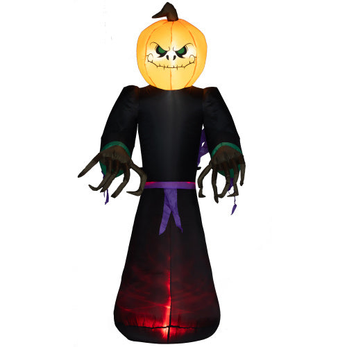 HOMCOM 7 Halloween Inflatable Outdoor Decoration Reaper Ghost Pumpkin, Blow Up LED Yard Decor For Garden, Lawn, Party, Holiday, Waterproo