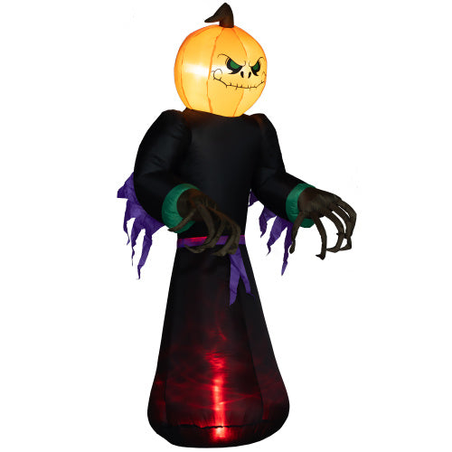 HOMCOM 7 Halloween Inflatable Outdoor Decoration Reaper Ghost Pumpkin, Blow Up LED Yard Decor For Garden, Lawn, Party, Holiday, Waterproo