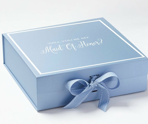 Will You Be My maid of honor? Proposal Box Light Blue - Border