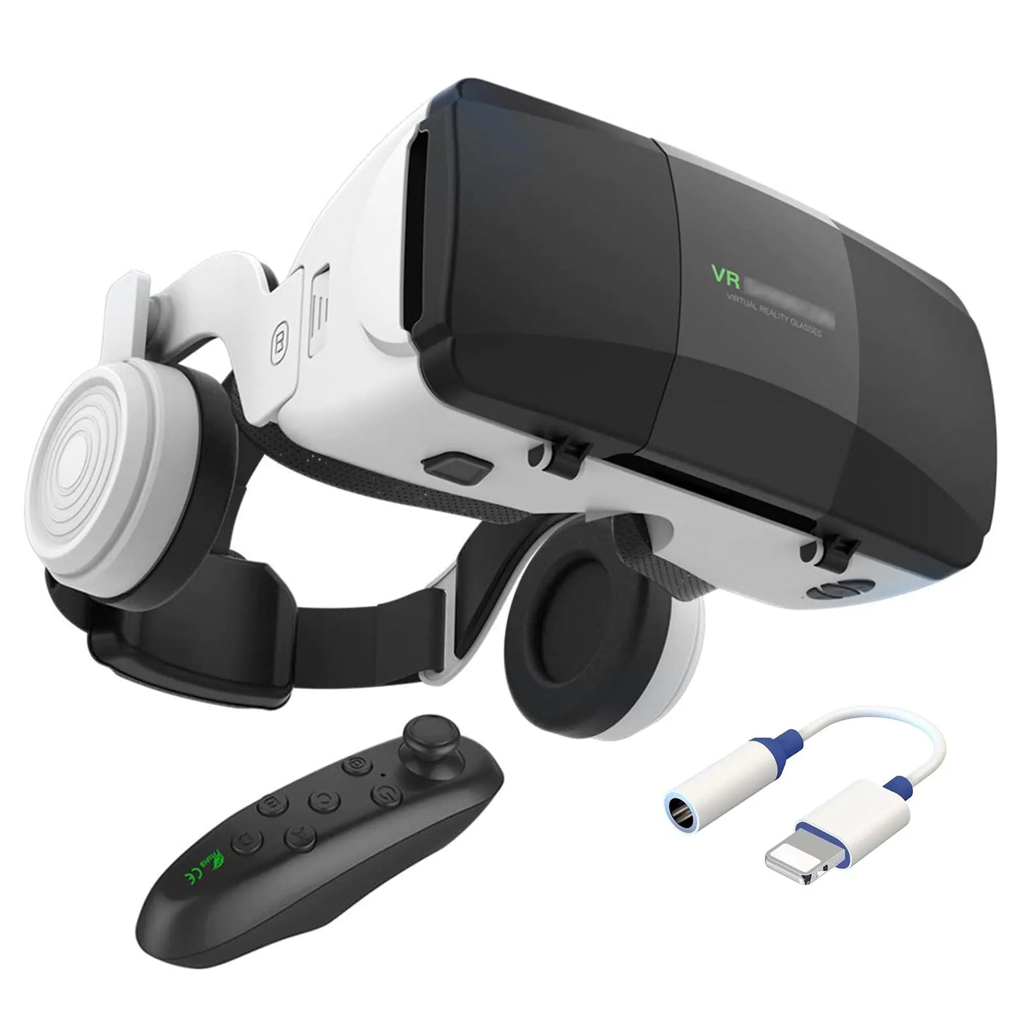 3D VR Glasses Virtual Reality Headset for iPhone Android Smartphone 4.7-7.8 inches 2023 Newest Vr Headset Set with Controller and Headphones for Video Movies & Games for Men/Kids