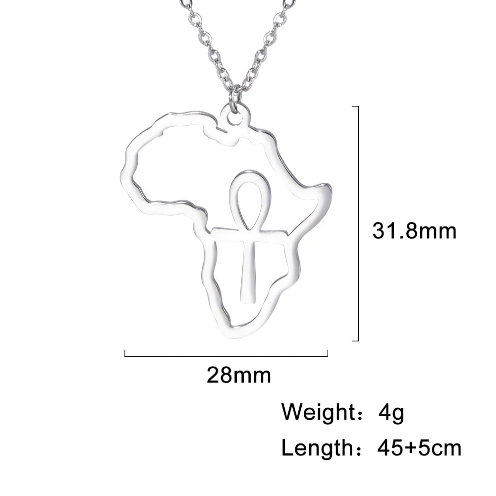 Unift Egyptian Cross Necklaces for Women Africa Key of Life Ankh Pendant Spiritual Amulet Fashion Stainless Steel Jewelry Gift