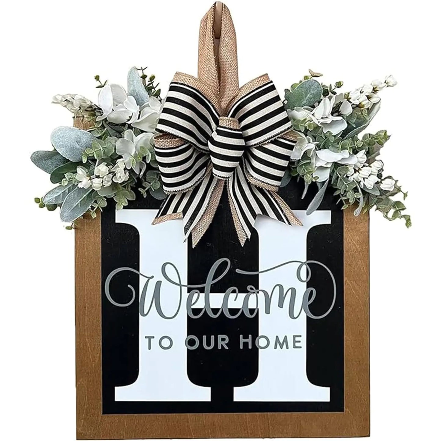 Last Name Front Porch DecorWelcome Sign Front Door WreathPorch Decorations Outdoor26 Letter Wreaths Front Door HangingSpring Wreaths for Front DoorFront Door Wreaths for All Seasons Monogram (H)