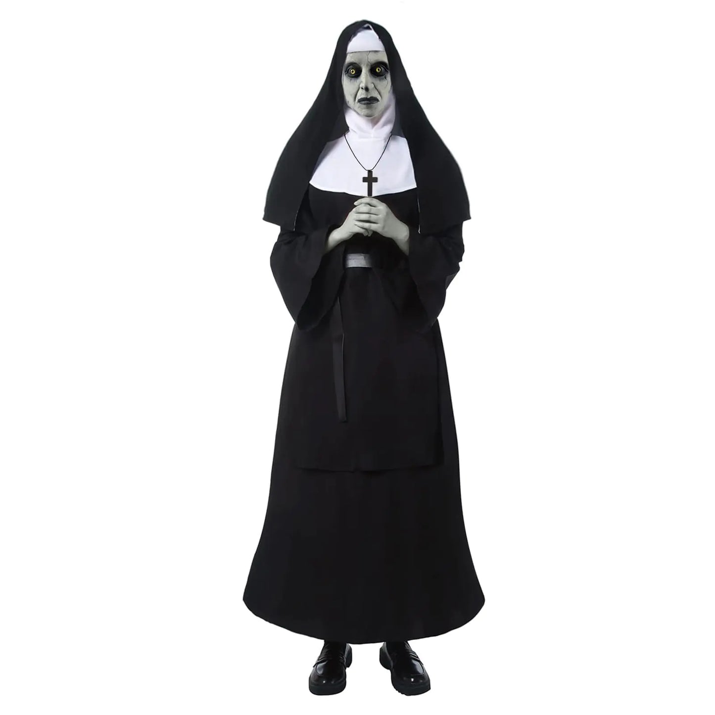 Nun Costume for Women Nun Dress with Scary Nun Mask Various Size Adult Halloween Nun Outfit Cosplay