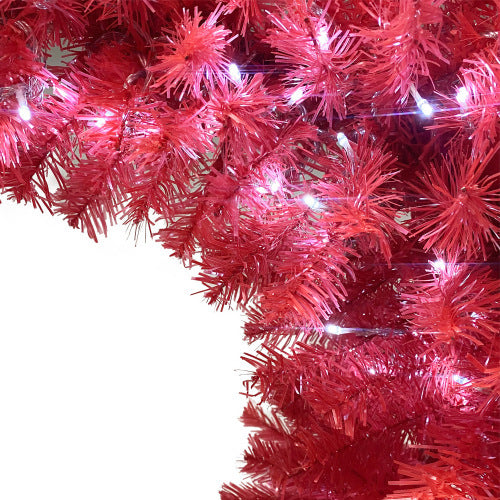 6FT Hinged Fir Artificial Fir Bent Top Christmas Tree, Xmas Tree Bendable Santa Hat Style Christmas Tree Holiday Decoration,1250 Branch Tips, 300 LED Lights X-mas