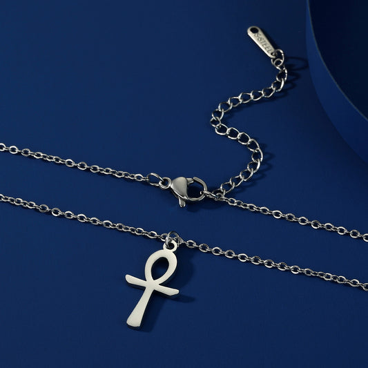 Unift Egyptian Cross Necklaces for Women Africa Key of Life Ankh Pendant Spiritual Amulet Fashion Stainless Steel Jewelry Gift