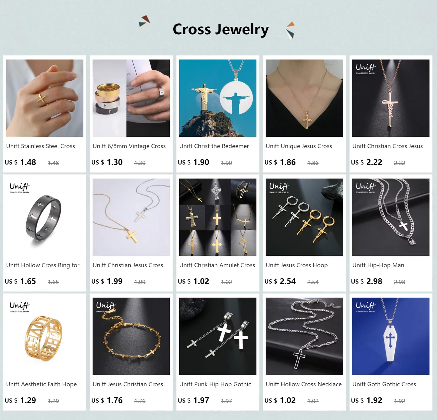 Unift Egyptian Cross Necklaces for Women Africa Key of Life Ankh Pendant Spiritual Amulet Fashion Stainless Steel Jewelry Gift