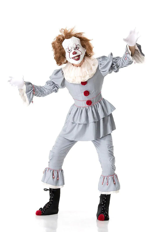 Halloween Clown Costume with Scary Mask Set