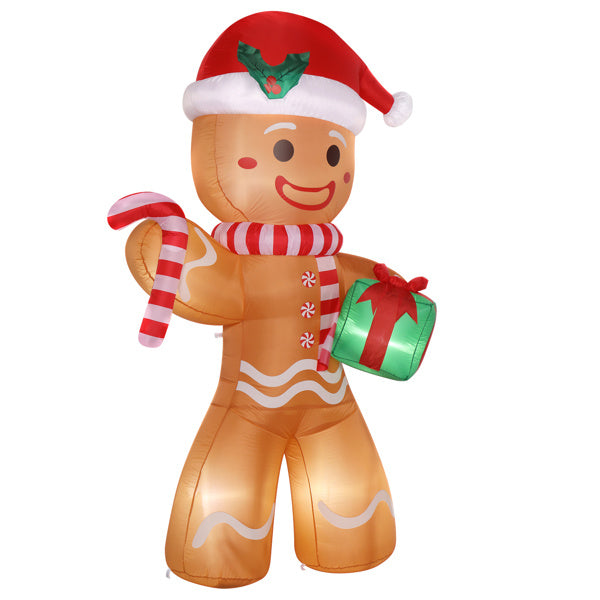8ft Gingerbread Man Take Gift 5 LED Lights Patio Gingerbread Man Decoration 15W