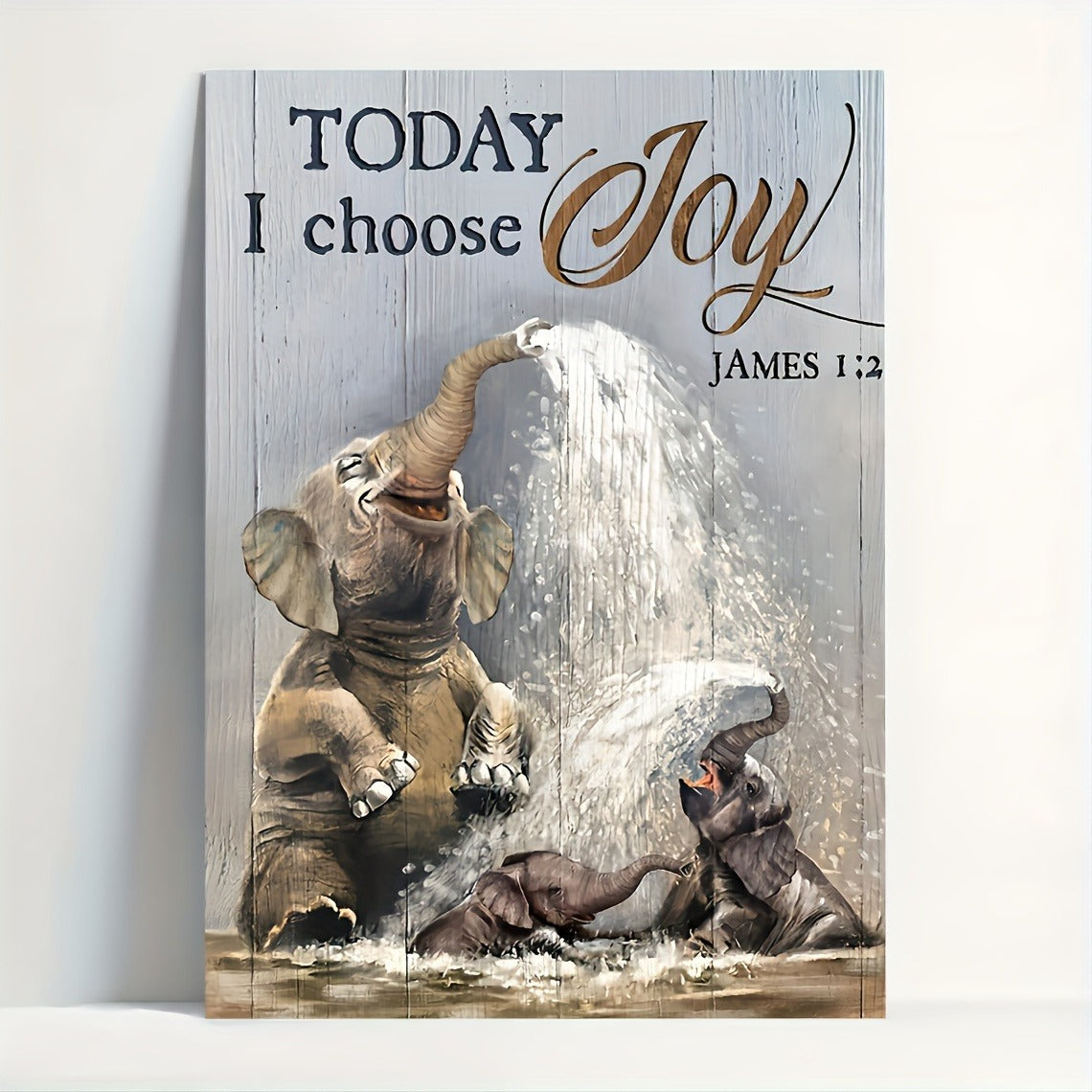1pcs Canvas Painting With Wood Frame, Ready To Hang, Funny Elephant Bathroom Cute Elephant Wild Animal Wall Art Print For Home Decoration, Living Room And Bedroom, Holiday Gift For Her Or Him