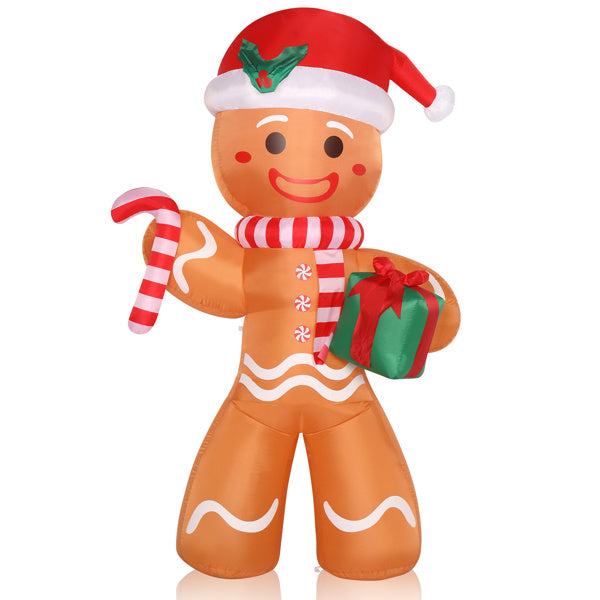 8ft Gingerbread Man Take Gift 5 LED Lights Patio Gingerbread Man Decoration 15W