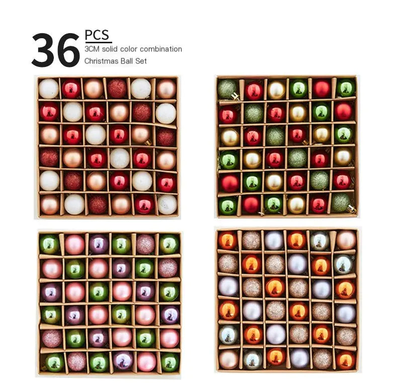 3cm Mini Christmas Ball Decoration Set (Shiny Hollow)