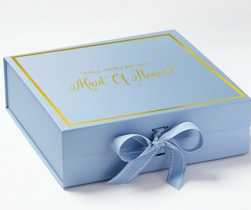 Will You Be My maid of honor? Proposal Box Light Blue - Border