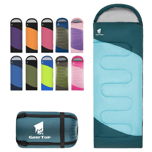 GEERTOP Backpacking Sleeping Bag for Camping Lightweight Sleeping Bags for Adults Kids Summer Warm Cold Weather Hiking Travel (Mint Blue 90.5 x 35)