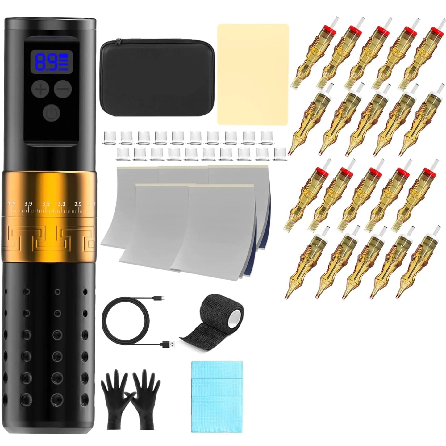 Tattoo Gun Kit - Wireless Tattoo Pen Machine 2.7-4.5MM Strokes LengthRotary Tattoo Machines with 1300mAh Tattoo Power Supply Tattoo Kit Supplies for Beginners and Professionals Complete Set