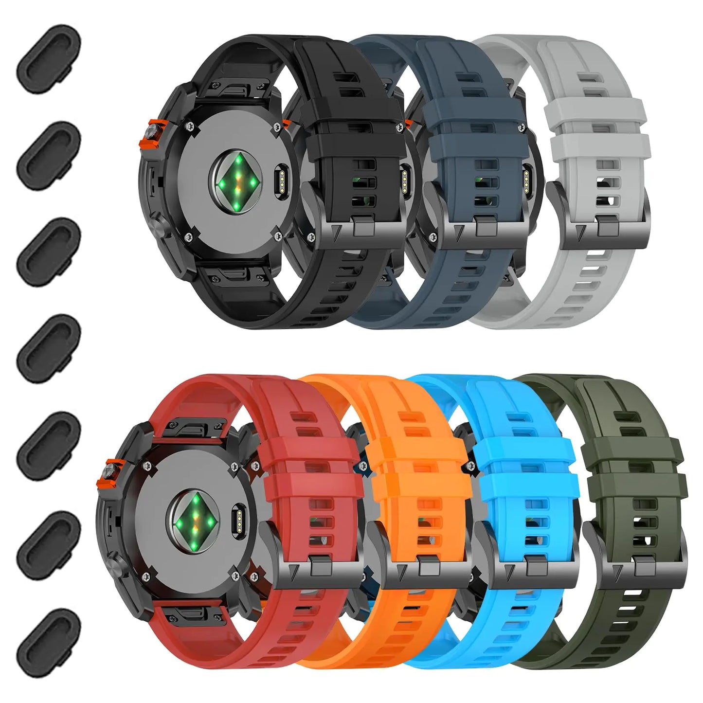 22mm Quickfit Watch Band Compatible with Garmin Fenix 8 AMOLED 47mm/Fenix E/7 Pro/7/6 Pro/6/5 Plus/5, Silicone Straps for Descent G1 Solar/Epix Pro 47mm/Approach S70/Forerunner 965/955