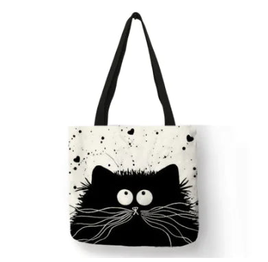 Linen Feline Tote Bag