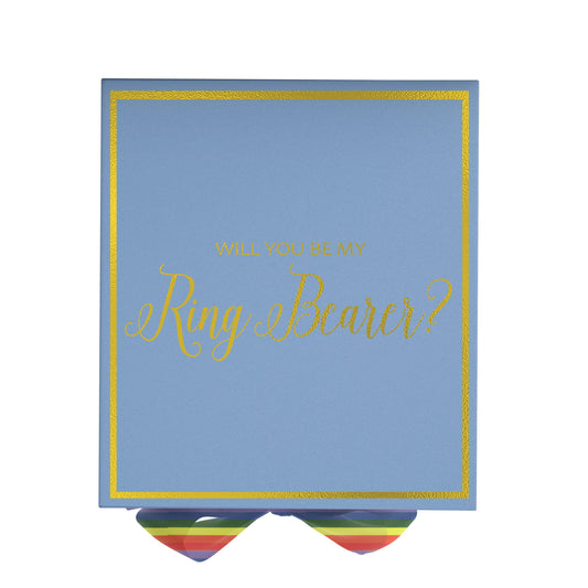 Will You Be My Ring Bearer? Proposal Box light blue - Border -