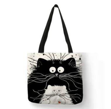 Linen Feline Tote Bag
