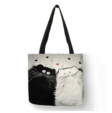 Linen Feline Tote Bag