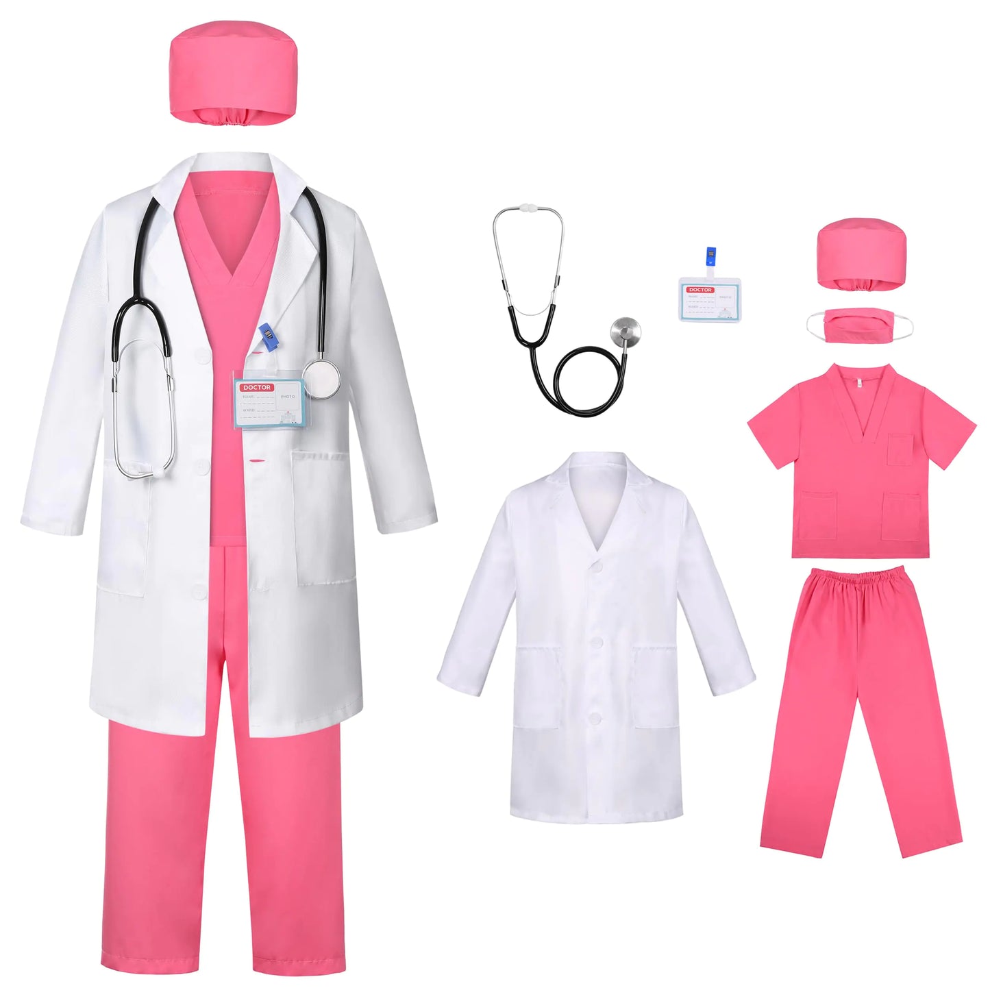 Gortykor Kids Doctor Costume Doctor Lab Coat for Kids Doctor Lab Costumes for Boys Girls 3-12 Halloween Dress Up(6-7 Years)