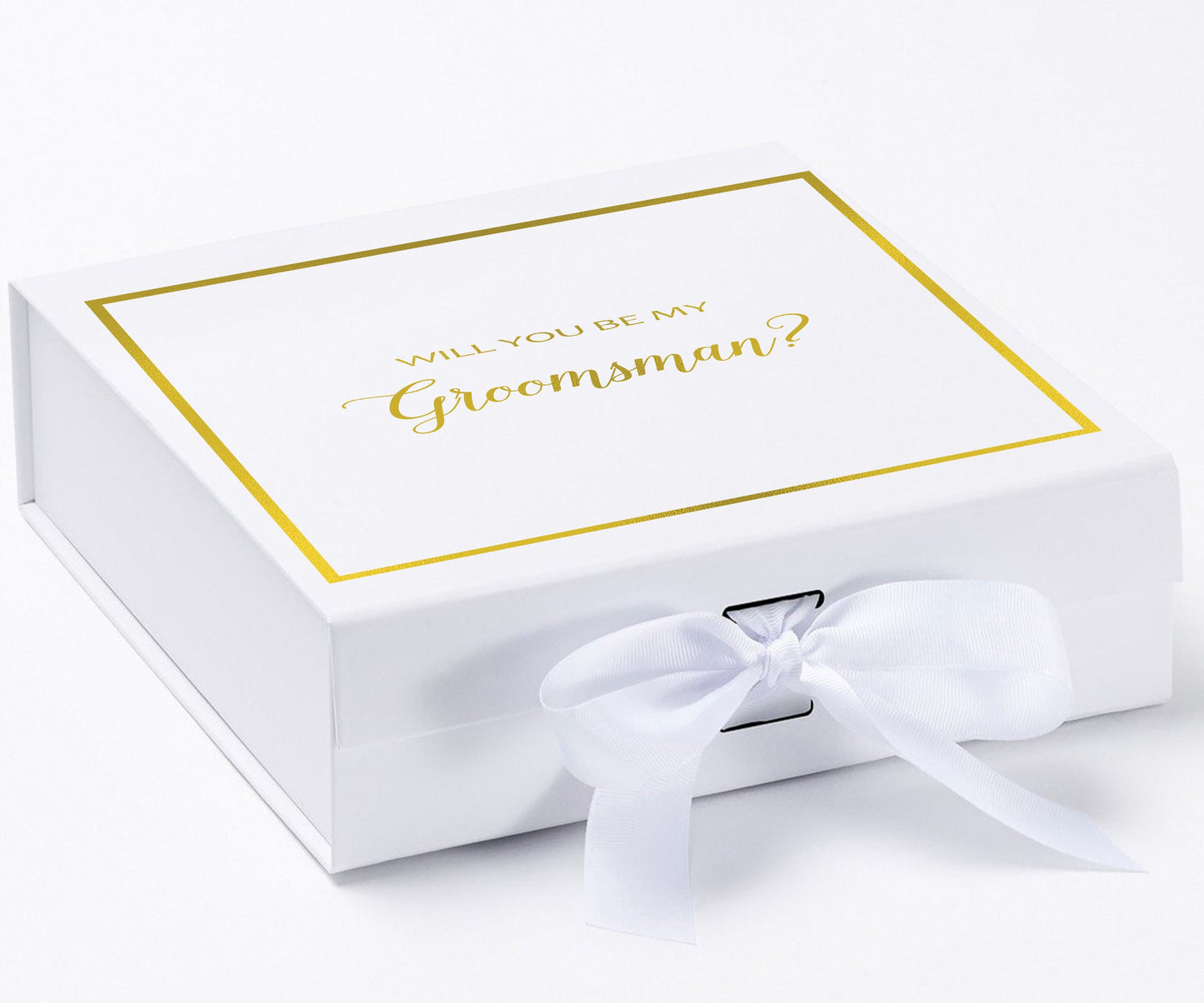 Will You Be My groomsman? Proposal Box White - Border