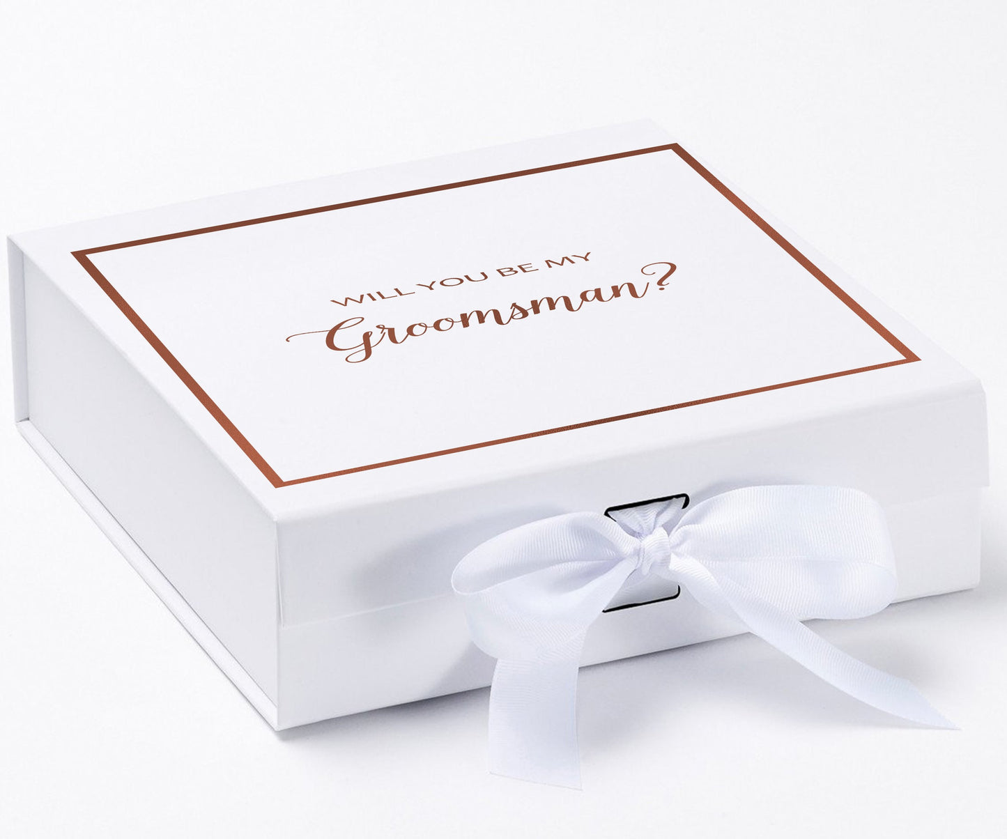 Will You Be My groomsman? Proposal Box White - Border