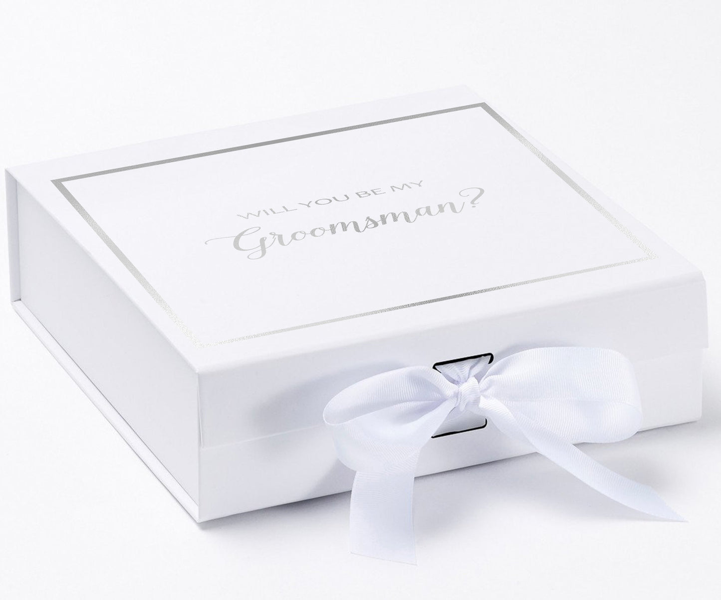 Will You Be My groomsman? Proposal Box White - Border