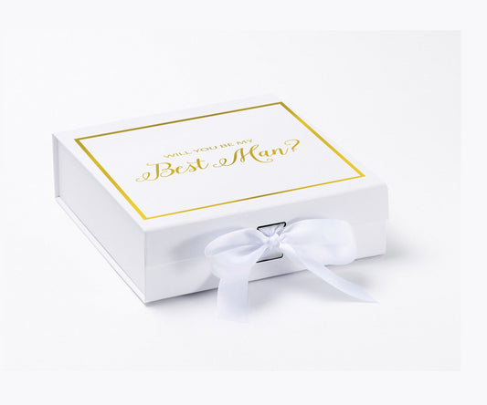 Will You Be My Best man? Proposal Box White - Border