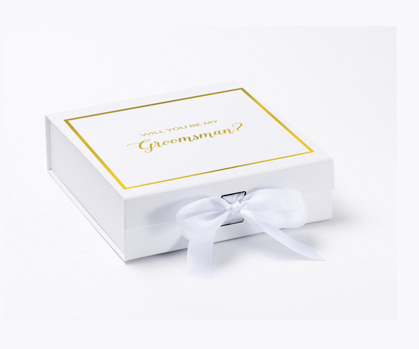 Will You Be My groomsman? Proposal Box White - Border