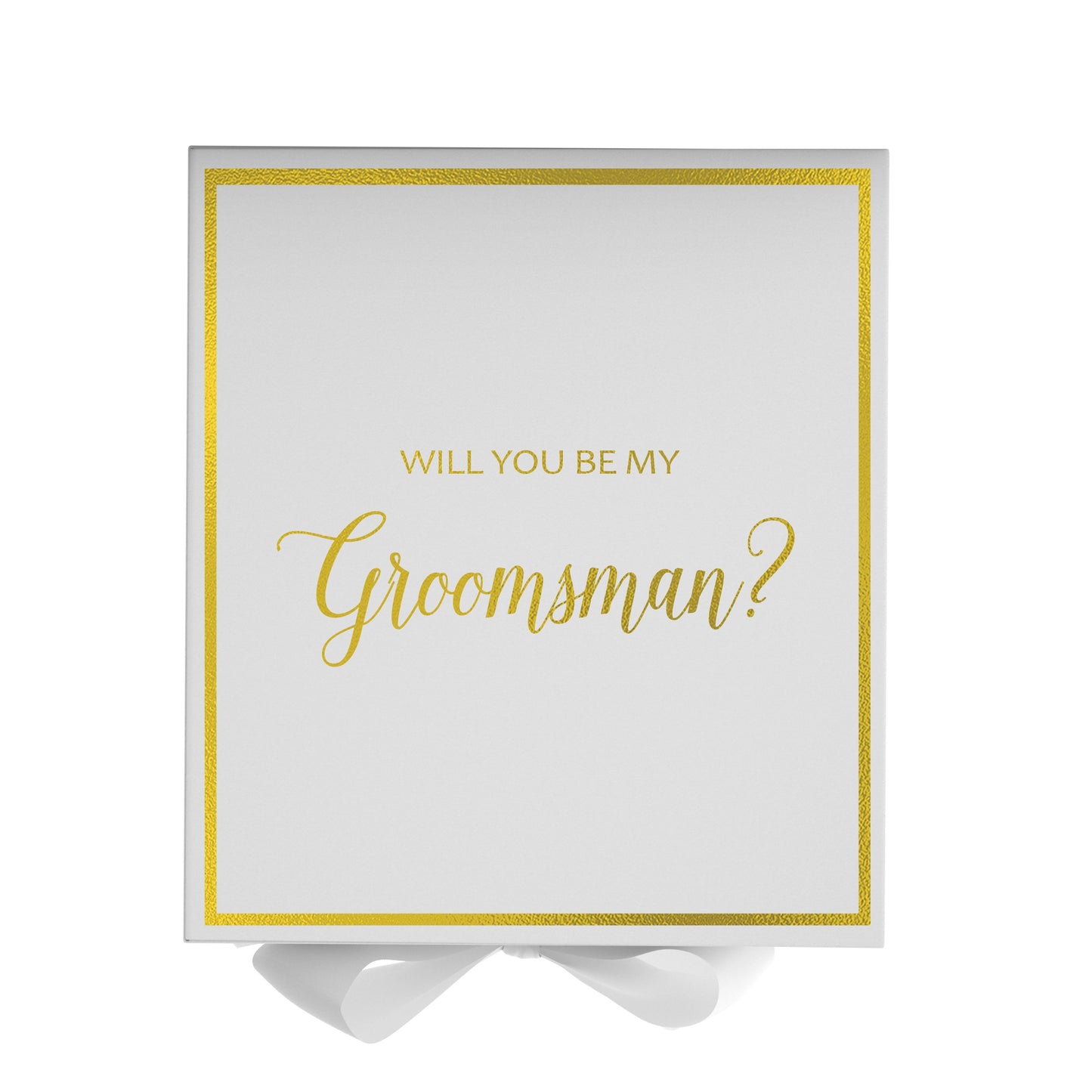 Will You Be My groomsman? Proposal Box White - Border