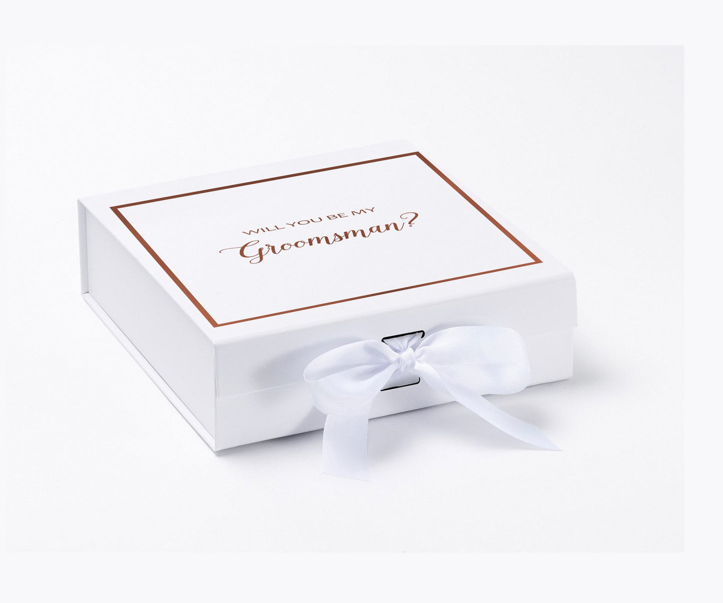 Will You Be My groomsman? Proposal Box White - Border
