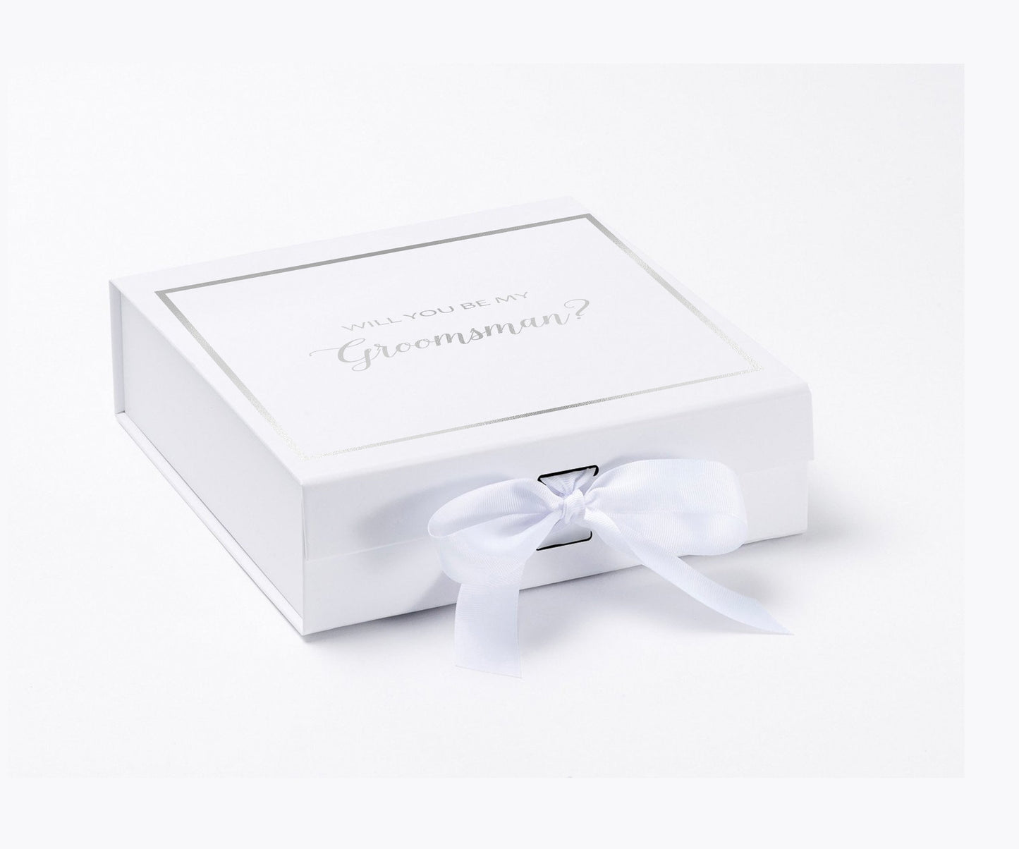 Will You Be My groomsman? Proposal Box White - Border