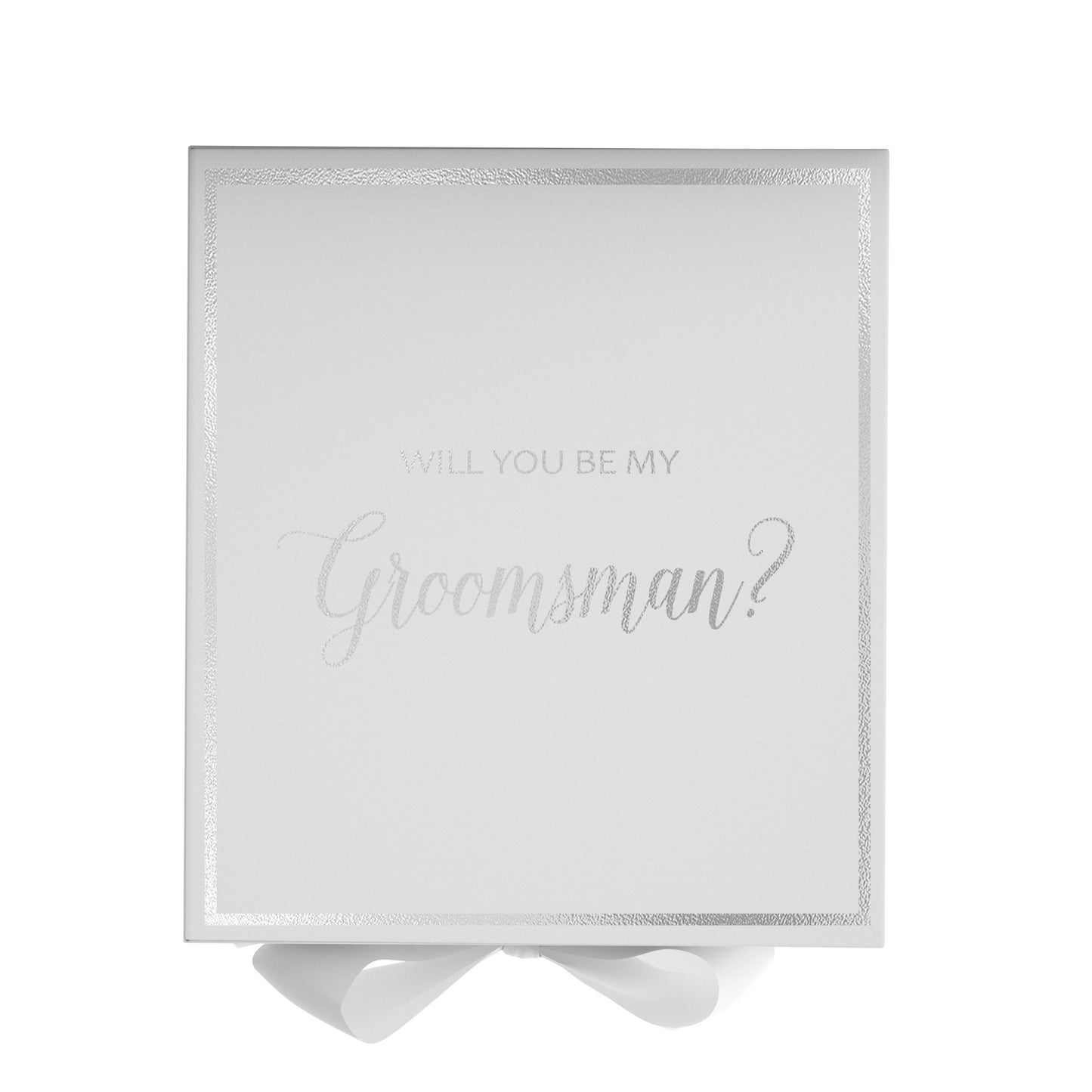 Will You Be My groomsman? Proposal Box White - Border