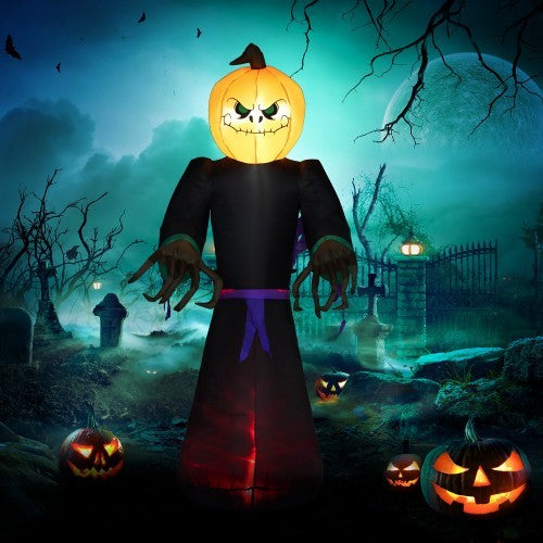 HOMCOM 7 Halloween Inflatable Outdoor Decoration Reaper Ghost Pumpkin, Blow Up LED Yard Decor For Garden, Lawn, Party, Holiday, Waterproo