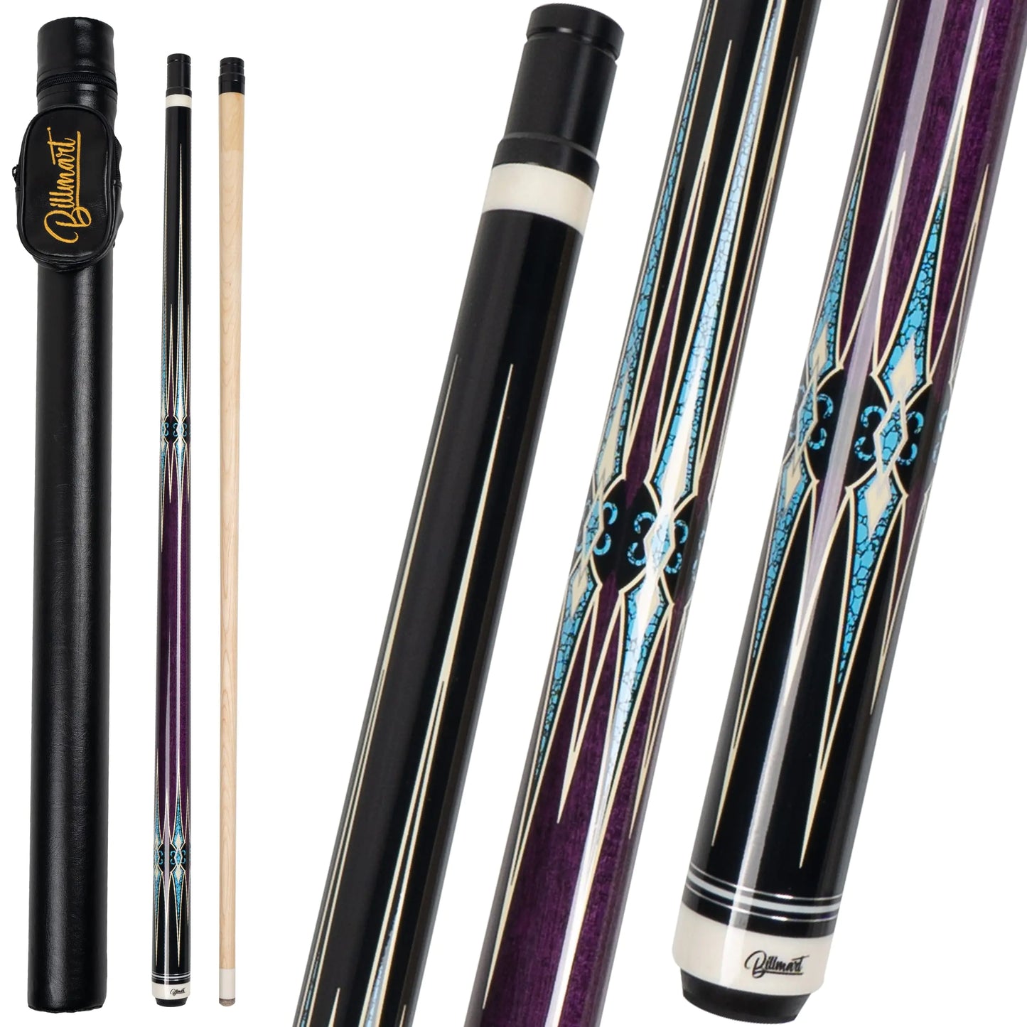 Pool Cue Stick Billiard Cue Sticks with Hard Case 2-Pieces 58" Pool Table Sticks 13 mm Tip Pool Queue 19-21 oz Pool Que (Purple20oz)