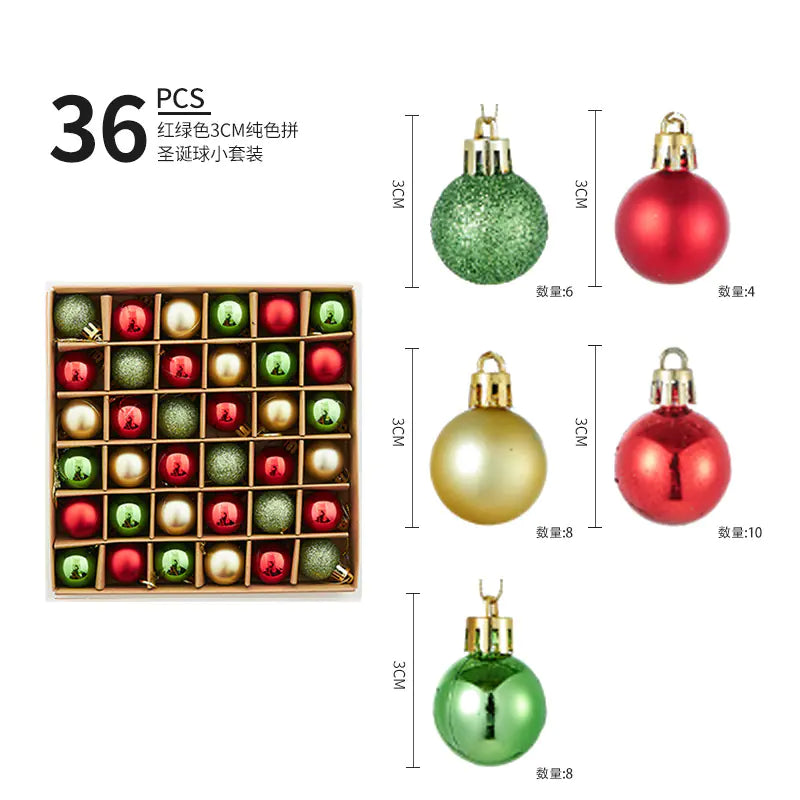 3cm Mini Christmas Ball Decoration Set (Shiny Hollow)