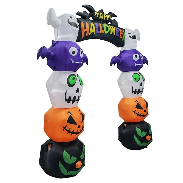 8.2 FT Cute Halloween Inflatables Pumpkin Archway Outdoor Decoration, Giant Blow Up Yard Arch Decorations With Built-in LED Lights For Holiday Party Front Yard Lawn Garden Decor