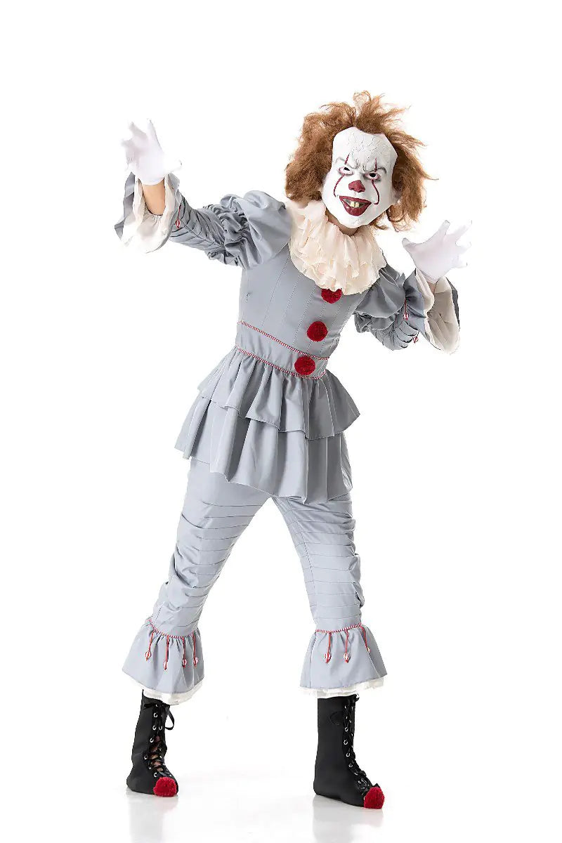 Halloween Clown Costume with Scary Mask Set