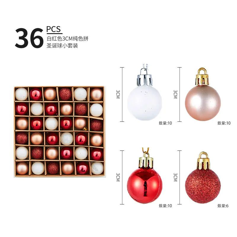 3cm Mini Christmas Ball Decoration Set (Shiny Hollow)