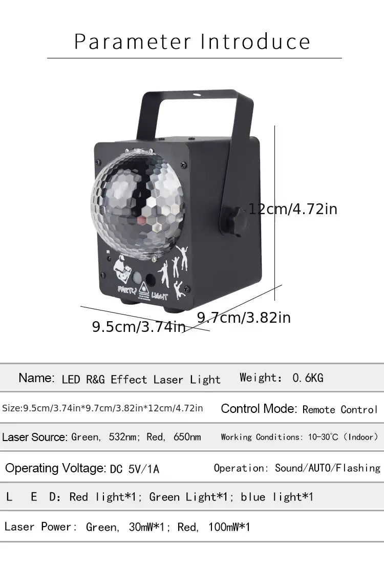 LED Disco Ball Light RGB Projector for Parties (1 Set)