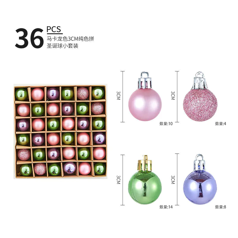 3cm Mini Christmas Ball Decoration Set (Shiny Hollow)